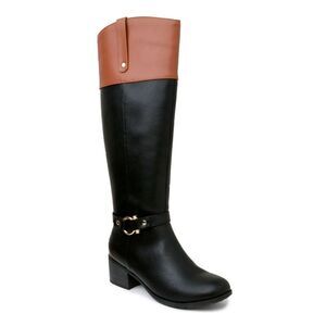KAREN SCOTT Womens Black Croc Harness Straps Vickyy Almond Riding Boot 6.5 M WC
